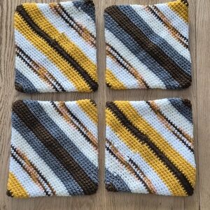 Handmade Striped Crochet Coasters